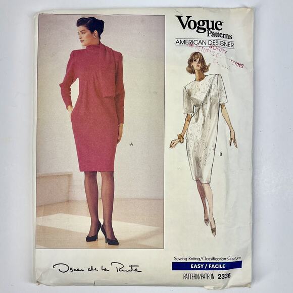 Vogue Easy Sewing Pattern Oscar De La Renta #2336 Dress Size 8-10-12 UNCUT - Picture 1 of 3